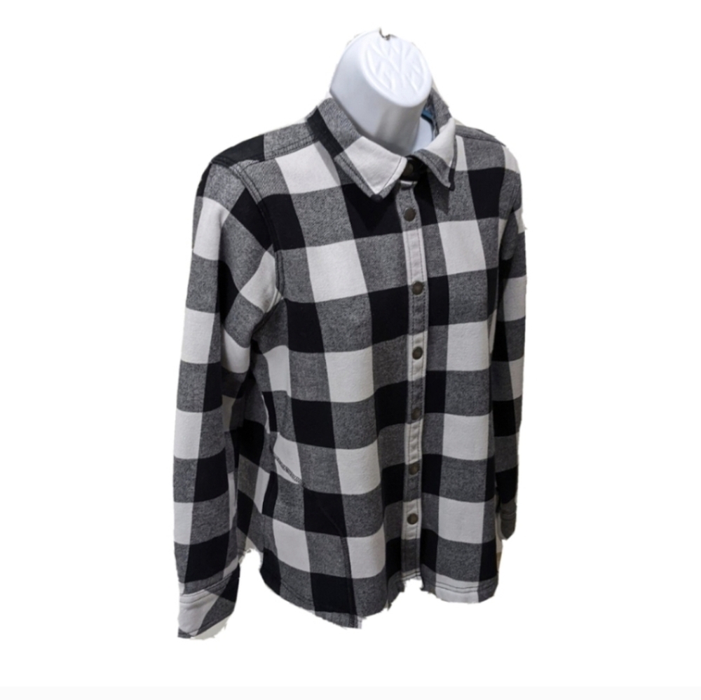 ORVIS Buffalo Plaid Flannel Shirt Jacket Shacket Womens L Snap EUC - Picture 3 of 8